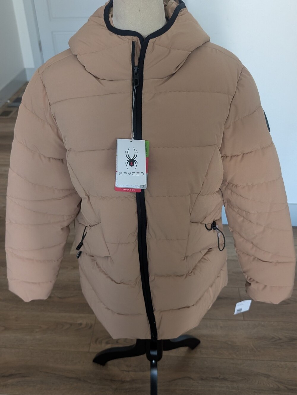 Spyder Women's Hooded Puffer Jacket in Beige